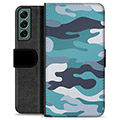 Samsung Galaxy S22+ 5G Premium Wallet Case - Blue Camouflage