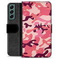 Samsung Galaxy S22+ 5G Premium Wallet Case - Pink Camouflage