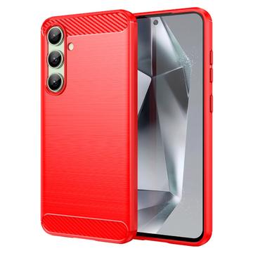 Samsung Galaxy S24 FE Brushed TPU Case - Carbon Fiber - Red