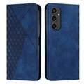 Samsung Galaxy S24 FE Rhombus Pattern Wallet Case with Magnetic Closure - Blue