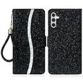 Samsung Galaxy S24 FE Stylish Glitter Wallet Case - Black