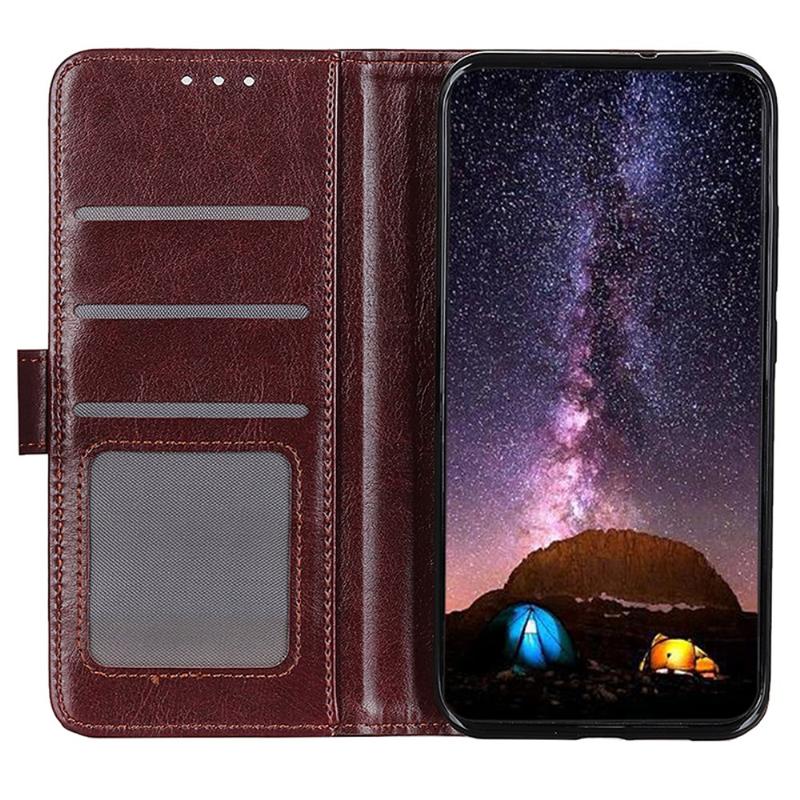 Samsung Galaxy S24 Wallet Case with Magnetic Closure - Brown