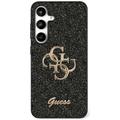 Samsung Galaxy S25 Guess Fixed Glitter 4G Metal Logo Case - Black