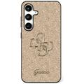 Samsung Galaxy S25 Guess Fixed Glitter 4G Metal Logo Case - Gold