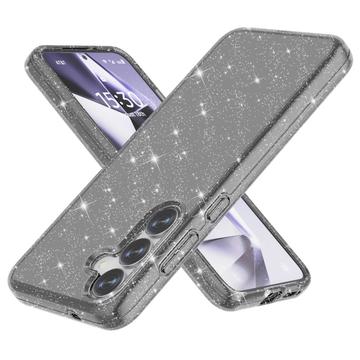 Samsung Galaxy S25 Stylish Glitter Series Hybrid Case - Black