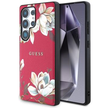 Samsung Galaxy S25 Ultra Guess Grained Printed Flower Pattern Case - MagSafe Compatible