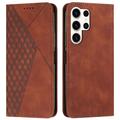 Samsung Galaxy S25 Ultra Rhombus Pattern Wallet Case with Magnetic Closure