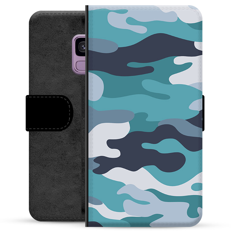 Samsung Galaxy S9 Premium Wallet Case - Blue Camouflage