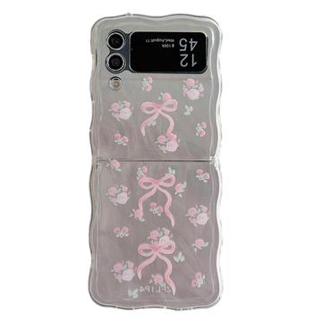 Samsung Galaxy Z Flip4 Stylish Wavy Edge TPU Case - Pink Bows