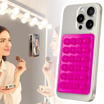 Adhesive Silicone Suction Cup Phone Holder - Pink