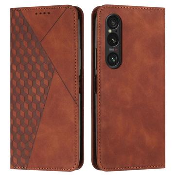 Sony Xperia 1 VI Rhombus Pattern Wallet Case with Magnetic Closure