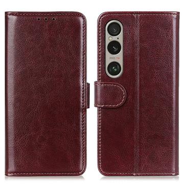 Sony Xperia 1 VI Wallet Case with Magnetic Closure - Brown