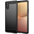 Sony Xperia 10 VI Brushed TPU Case - Carbon Fiber - Black