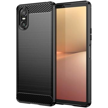 Sony Xperia 10 VI Brushed TPU Case - Carbon Fiber - Black