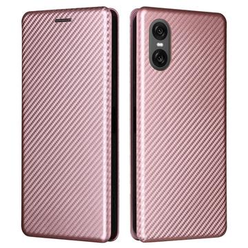 Sony Xperia 10 VI Flip Case - Carbon Fiber - Rose Gold