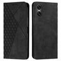 Sony Xperia 10 VI Rhombus Pattern Wallet Case with Magnetic Closure - Black