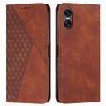 Sony Xperia 10 VI Rhombus Pattern Wallet Case with Magnetic Closure - Brown