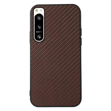 Sony Xperia 5 IV TPU Case - Carbon Fiber - Brown