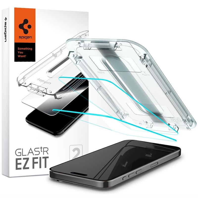  Spigen Tempered Glass Screen Protector [GlasTR EZ FIT] designed  for iPhone 15 Pro Max [Case Friendly] - 2 Pack : Cell Phones & Accessories