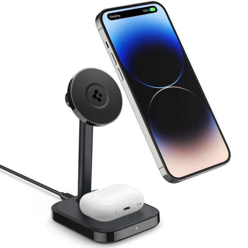 Spigen PF2100 ArcField MagFit Dual Wireless Charger Stand - Black