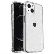 iPhone 15 Stylish Glitter Series Hybrid Case - White