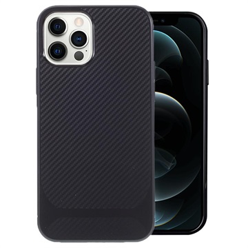 iPhone 12/12 Pro TPU Case - Carbon Fiber - Black