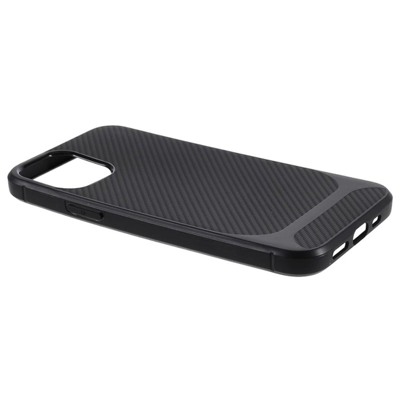 iPhone 12/12 Pro TPU Case - Carbon Fiber - Black