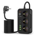 Tech-Protect PC3X6 Power Socket - 3 USB-A & 3 USB-C Ports with 3 Power Sockets, 200cm (Open Box - Bulk Satisfactory) - Black