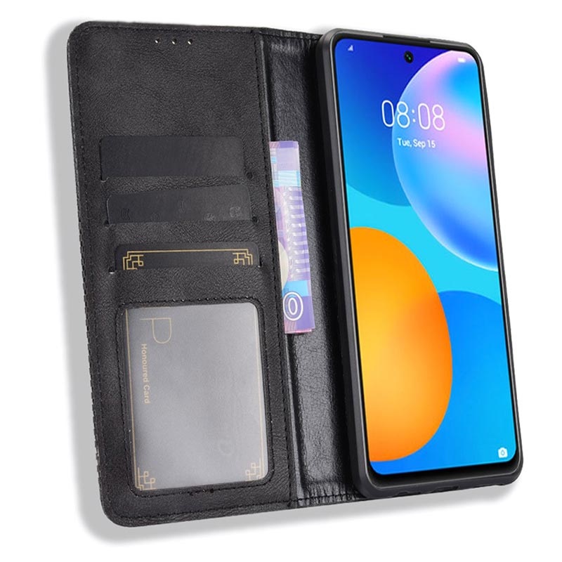 Huawei P Smart 2021 Wallet Case with Magnetic Closure - Black