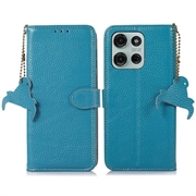 Motorola Moto G75 Wallet Leather Case with RFID - Blue