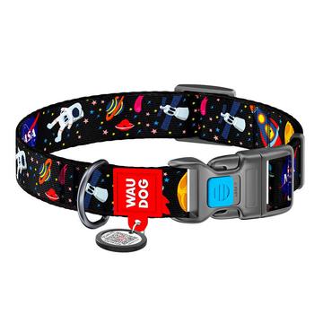 Waudog Nylon Dog Collar with QR Code - Size XL - NASA