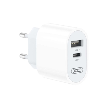 XO L97 Dual Port Quick Charger - USB-A, USB-C - White