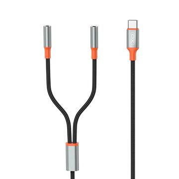 XO NB-R269B 2-in-1 audio cable - USB-C / 2x3.5mm - 1.2m - Black