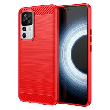 Xiaomi 12T/12T Pro Brushed TPU Case - Carbon Fiber - Red