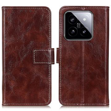 Xiaomi 14 Wallet Case with Magnetic Closure - Brown