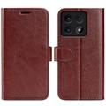 Xiaomi 14T Pro Wallet Case with Magnetic Closure - Brown