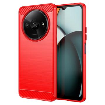 Xiaomi Redmi A3 Brushed TPU Case - Carbon Fiber - Red