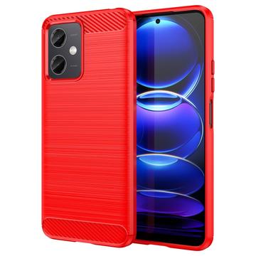 Xiaomi Redmi Note 12/Poco X5 Brushed TPU Case - Carbon Fiber - Red