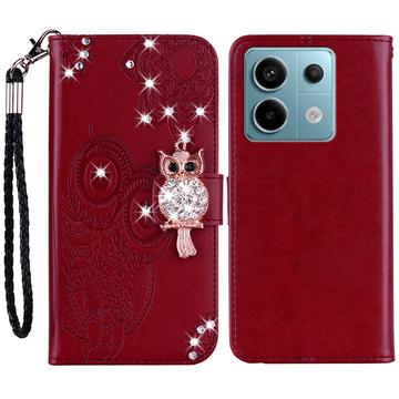 Xiaomi Redmi Note 13 Pro/Poco X6 Owl Rhinestone Wallet Case