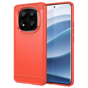 Xiaomi Redmi Note 14 Pro+ Brushed TPU Case - Carbon Fiber - Red