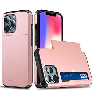 iPhone 13 Pro Hybrid Case with Sliding Card Slot - Rose Gold