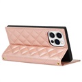 iPhone 13 Pro Wallet Case with Makeup Mirror - Rose Gold