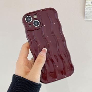 iPhone 14 3D Linear Wavy Case - Wine Red