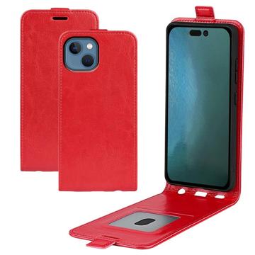 iPhone 14 Max Vertical Flip Case with Card Slot - Red