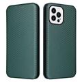 iPhone 14 Pro Max Flip Case - Carbon Fiber - Green