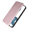 iPhone 14 Pro Max Flip Case - Carbon Fiber - Rose Gold