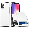 iPhone 15 Hybrid Case with Slide Card Holder - White