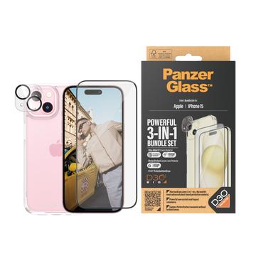 iPhone 15 PanzerGlass 3-in-1 Protection Pack - 9H - Clear