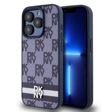 iPhone 15 Pro DKNY Checkered Pattern and Stripe Case - Blue