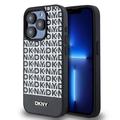 iPhone 15 Pro DKNY Repeat Pattern Bottom Stripe Case - MagSafe Compatible - Black